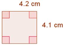 A figure with 4 sides with 4 right angles. The top length is 4.2 and the right side length is 4.1