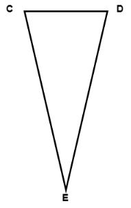 A triangle with angle C, angle D, and angle E