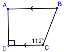 Trapazoid A B C D has parallel bases A B and C D. Angle D is a right angle and angle C = 112 degrees