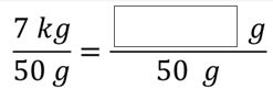 7kg/50g = ___g/50g