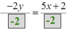 (-2y/-2) = (5x+2)/-2