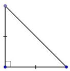 A Triangle
•  Two sides have one tick mark on them.
•  The third side has no marks. 
•  The triangle has one angle measuring more than 90 degrees. 