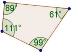 A 4 sided figure with angles 89, 111, 99, and 61.