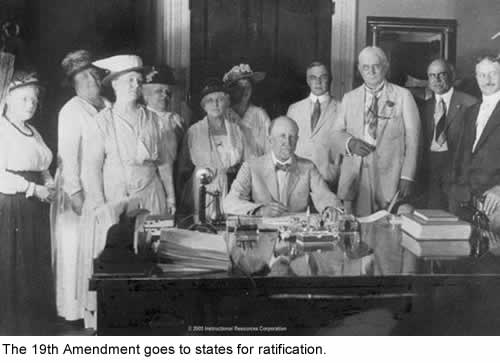 The 19th Amendment goes to states for ratification.