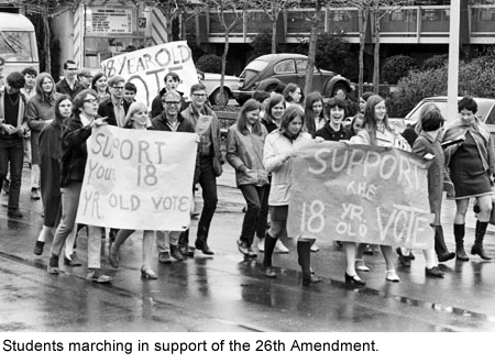 Students marching in support of the 26th Amendment.