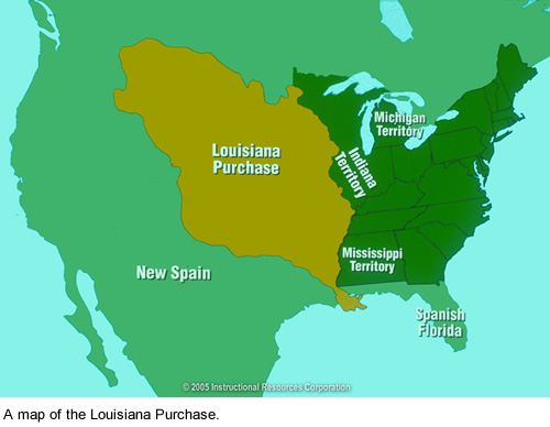 A map of the Louisiana Purchase.
