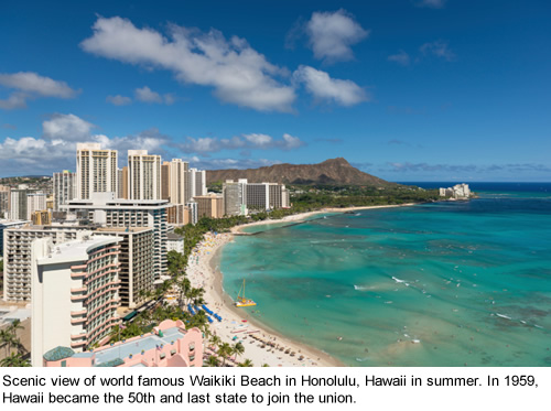 Waikiki Beach in Honolulu, Hawaii.