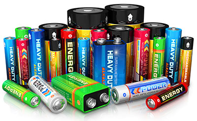 group of all different size batteries