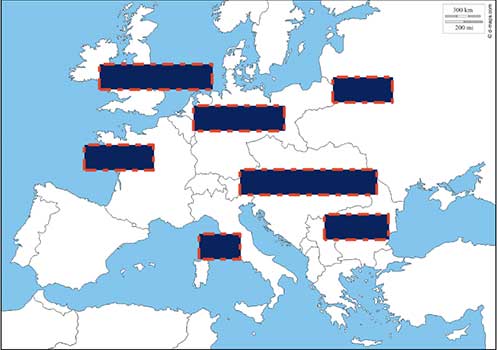 map of Europe with empty country labels