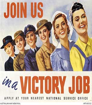 Join use in a victory job, apply at your nearest national service office poster