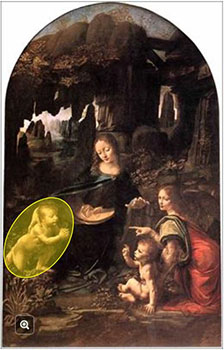 madonna of the rocks child left