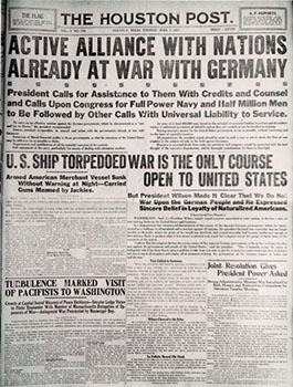 newspaper about US enter the war