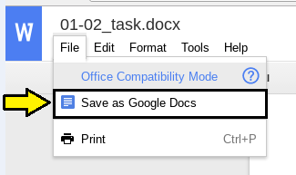 File, Save as Google Docs
