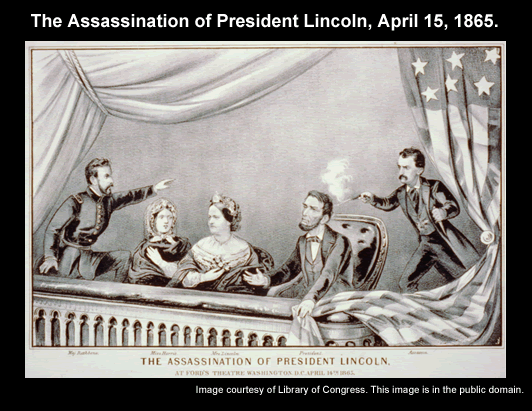 The Assassination of President Lincoln, April 15, 1865.