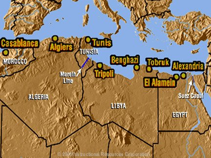 Map of the North African war area