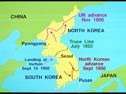 Map of southernmost advance, North Korean forces