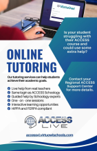 Poster highlighting online tutoring available for ACCESS students